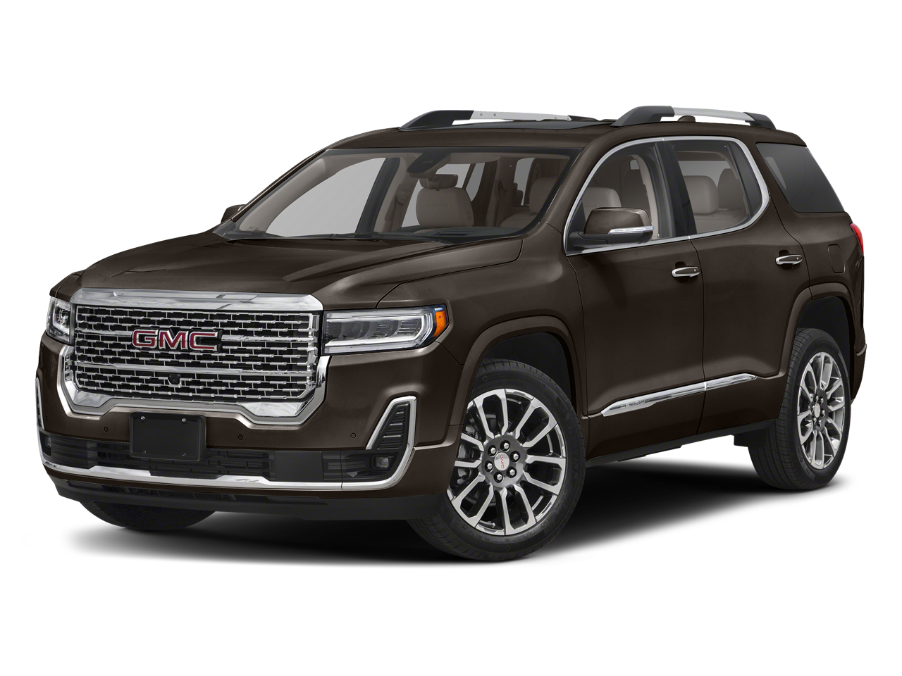 2020 GMC Acadia Denali in Smokey Quartz Metallic — front three-quarter view