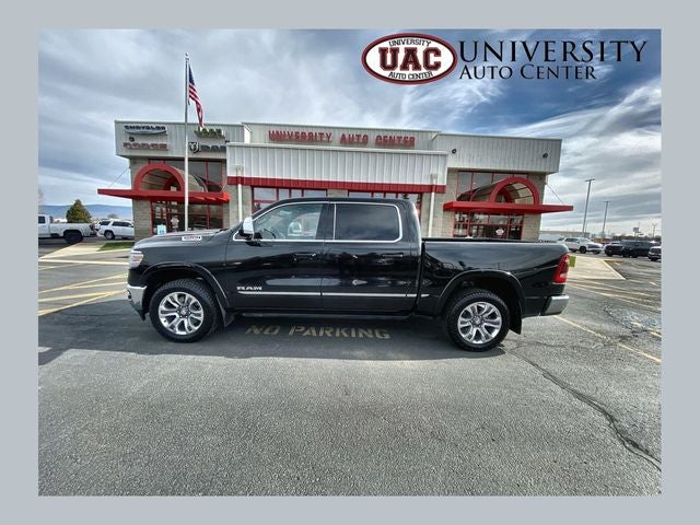 2023 RAM 1500 Limited Crew Cab 4x4 5'7' Box in Diamond Black Crystal Pearlcoat — front three-quarter view