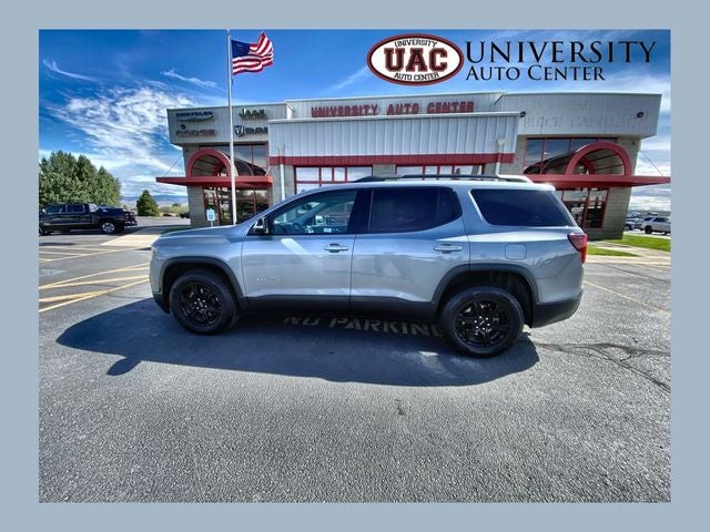 2023 GMC Acadia AWD AT4 in Sterling Metallic — front three-quarter view
